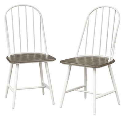 Set of 2 Milo Windsor Metal with Wood Seat Dining Chairs - Buylateral