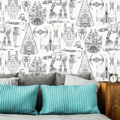 Gray Star Wars Blueprint Peel and Stick Wallpaper Roll