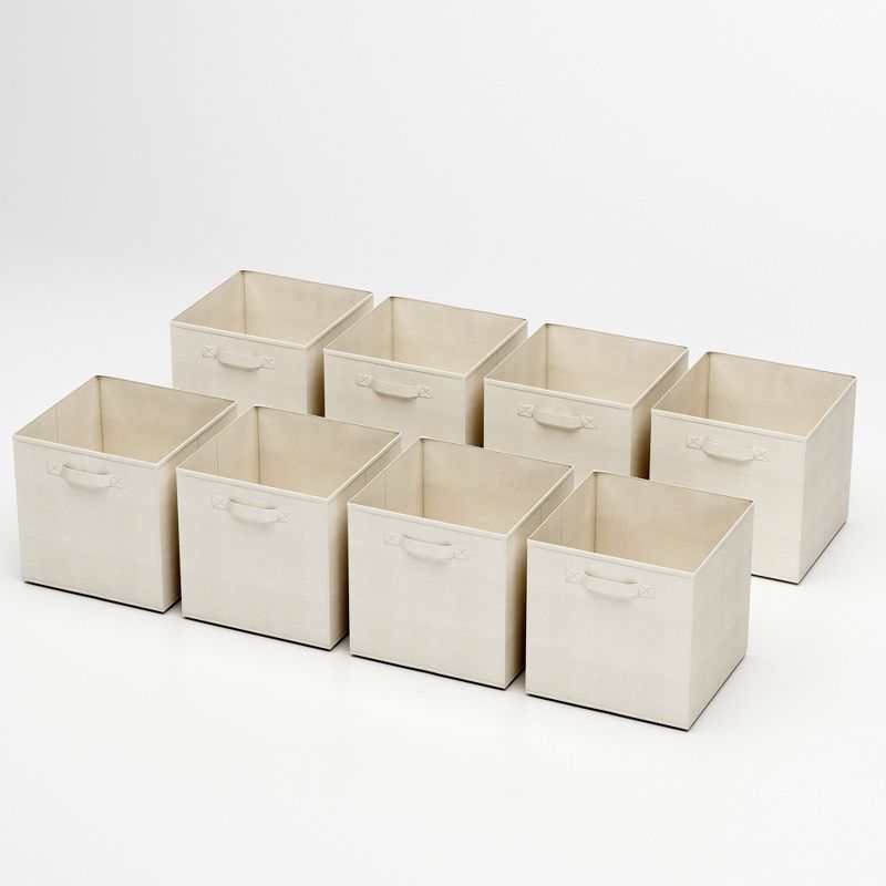 Storage Cubes - 8-Piece Collapsible Storage Bin Set for Shelves - For Organizing the Home, Office, Playroom, and Nursery by Home-Complete (Beige), 3 of 8
