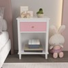 KWPZQEB 26.77'' Nightstand with Drawer and Open Locker, Wooden Side Table Night Stand for Bedroom, Living Room - 3 of 4