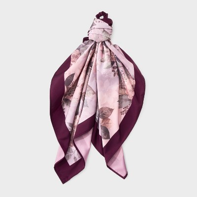 Floral Print Tail Bow Hair Twister - A New Day™ purple/cream