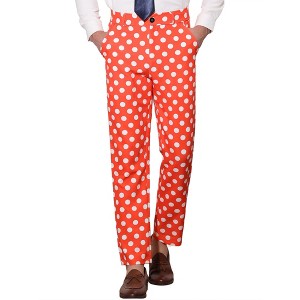 INSPIRE CHIC Men's Regular Fit Flat Front Polka Dots Printed Pants - 1 of 4