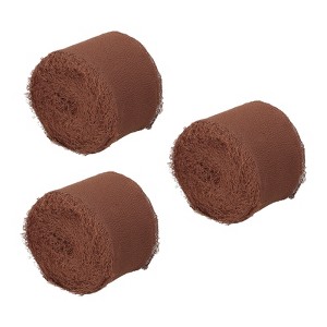 Unique Bargains DIY Crafts Party Gift Wrapping Fringe Chiffon Silk Ribbon 3 Rolls - 1 of 4