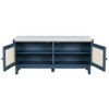 Okak Modern Shoe Storage Bench with Rattan Doors & Soft Cushioned Seat,Accent Wooden Shoe Bench for Entryway,Hallway - 3 of 4