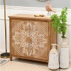 LuxenHome Sideboard Storage Cabinet with Storage 32" Farmhouse Natural Wood Floral Accent Cabinet Coffee Bar Cabinet for Living Room Kitchen Brown - 3 of 4