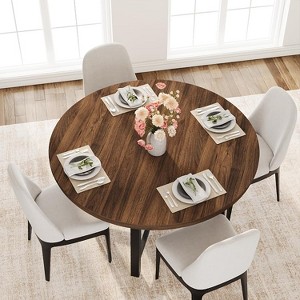 47'' Round Dining Table, Industrial Round Kitchen Table for 4-6 People, Wooden Kitchen Furniture with Heavy Duty Metal Legs for Small Dining Room - 1 of 3