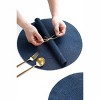 Aoibox Round Braided Placemats Set of 4, Washable Heat Resistant Cotton Polyester Circle Mats for Kitchen Dining Table - Navy Blue - 3 of 4