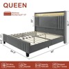 Hausource Upholstered Bed Frame with Velvet Storage Headboard Platform Bed - 2 of 4