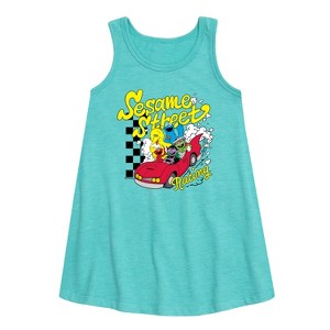 Girls' - Sesame Street - SS Racing -Toddler And Youth Girls Short Sleeve Aline Dress Graphic Sleeveless Aline Dress - 1 of 2