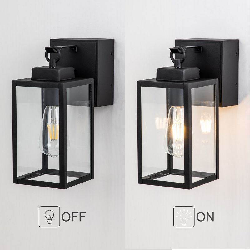 C Cattleya 1-Light Matte Black Aluminum Outdoor Wall Lantern Sconce with GFCI Outlet, 3 of 9