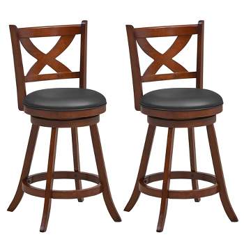 Costway Set of 2 Bar Stools  Classic Counter Height Swivel Chairs for Kitchen Pub