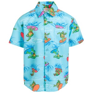 Teenage Mutant Ninja Turtles Leonardo Michelangelo Raphael Hawaiian Button Down Shirt Toddler to Big Kid - 1 of 4