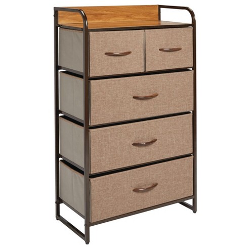 Mdesign Tall Dresser Storage Chest 5 Fabric Drawers Coffee Espresso Brown Target