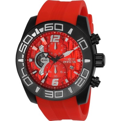 Invicta 24161 Men's Pro Diver Chronograph Red Silicone Strap Watch