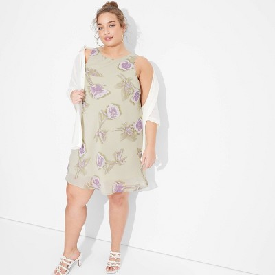 Women's Mini Slip Dress - Wild Fable™ Sage Green Floral 4x : Target