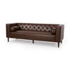 90" Contemporary 3-Seater Sofa with Tufted Diamond Stitch, Rolled Accent Pillows, and Wood-Like Accents - 3 of 4