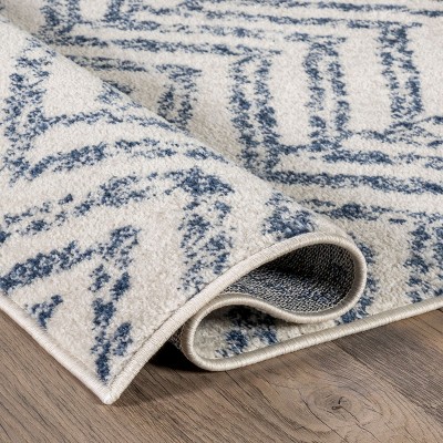 Blue Geometric Non-slip Rectangular Area Rug 5' x 7'