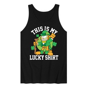 Men's - Garfield - This is My Lucky Shirt St. Patrick's Day Graphic Tank Top - 1 of 4