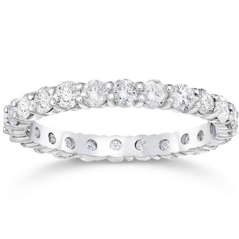 Pompeii3 1 1/2 Ct Diamond Eternity Ring Women's Stackable 14k White Gold Band Lab Created, 1 of 5
