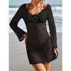 Eomenie Women's Crochet Swimsuit Cover Up Knit Long Sleeve Bathing Suit Coverups 2025 Summer Swimwear Beach Dress - 2 of 3
