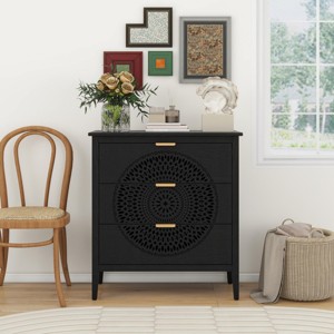 34"H Accent Cabinets For Living Room,Hollow-Carved Cabinet With 3 Drawers,Cabinet Storage Drawers,Cabinet Pantry-Maison Boucle - 1 of 4