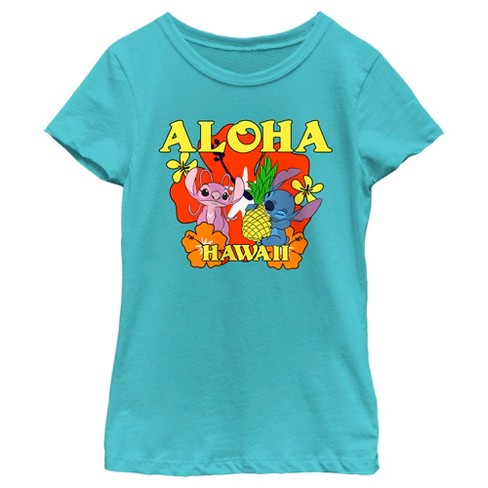 enkelt Fleksibel farve Girl's Lilo & Stitch Aloha Hawaii Angel And Stitch T-shirt - Tahiti Blue -  X Small : Target