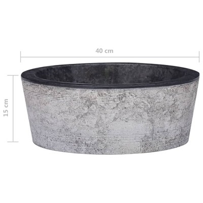 Black Marble Above-Counter Round Sink 15.7"