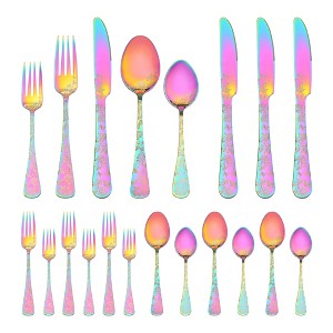 REGALWOVEN 20 Pieces 4 Sets Floral Stainless Steel Rust-Proof Flatware Set - 1 of 4