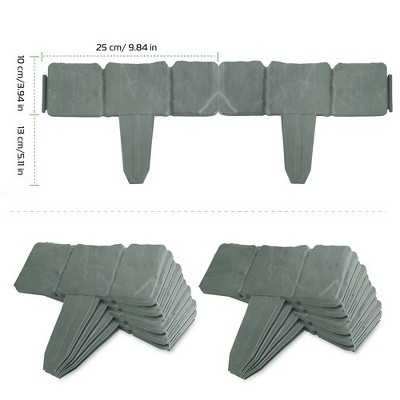 Gray Plastic Cobbled Stone Effect Garden Lawn Border Edging, 20 Pieces