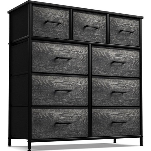 Reahome 6 Drawer Steel Frame Bedroom Storage Organizer Chest Dresser With  Waterproof Top, Adjustable Feet, And Wall Safety Attachment, Black Grey :  Target