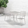 Emma and Oliver Commercial Grade 28" Square Metal Garden Patio Table Set w/ 2 Square Back Chairs - 2 of 4