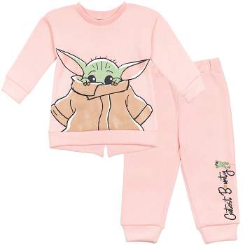 Star Wars The Mandalorian Baby Yoda Toddler Girls Fleece Sweatshirt & Pants Set Pink 