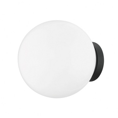 Textured Black Opal Glass Globe Wall Sconce