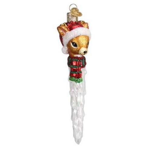 Old World Christmas 6.0 Inch Reindeer Icicle Ornament Santa Hat Tree 