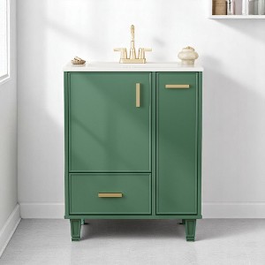 24" Bathroom Vanity with Ceramic Sink,2 Drawers,Pull-Out Basket, and Door Shelf,Freestanding Vanity Cabinet(Faucet Not Included) - 1 of 4