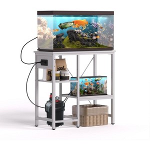ELJGET 20/40/55 Gallon Fish Tank Stand with Power Outlet & LED Light, Metal Aquarium Stand with 3 Tier Adjustable Storage Shelves, 30.7"*13.8" - 1 of 4