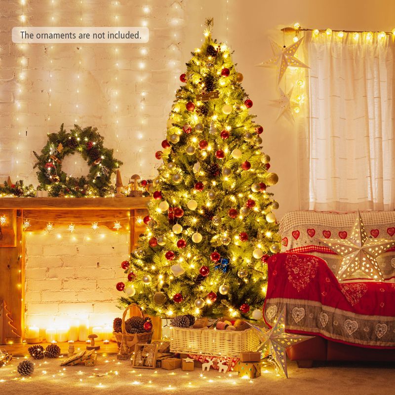 Tangkula 6ft Pre-lit Christmas Tree Artificial Christmas Pine Tree w/ 350 LED Lights & 814 Branch Tips, 2 of 11