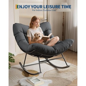 Outdoor Papasan Rocking Chair, Oversized Rocking Chair with Sturdy Metal Frame, Patio Rattan Egg Rocker - 1 of 4
