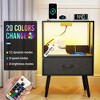 QingMoon Modern Nightstands Set of 2, Bedside Tables with Fabric Drawers and Charging Station, Wooden End Tables for Bedroom and Living Room - 3 of 4