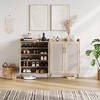 Rattan Shoe Cabinet with Doors, 5-Tier Shoe Storage Organizer, Farmhouse Entryway Hallway Shoe Cabinet - 3 of 4