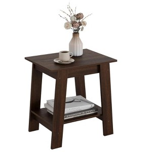 Whizmax End Table, Narrow Side Table with 2 Tier Storage Shelf, Small Space Side Table for Farmhouse Bedroom, Studio Apartment, Entryway - 1 of 4