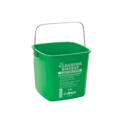 RW Clean 6 Quart Cleaning Bucket, 1 Detergent Square Bucket - with Measurements, Built-In Spout and Handle, Green Plastic Utility Bucket, for Home or