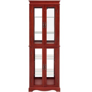 FONTOI Wine Rack, Glass Curio Display Cabinet, Glass Storage Cabinet with Wood Frame for Toy Display in Living Room, Kitchen, Pantry, Cherry, - 1 of 4