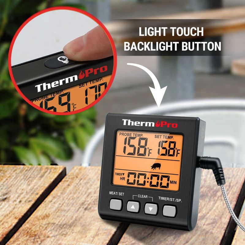 ThermoPro TP16SW Digital Meat Cooking Smoker Kitchen Grill BBQ Thermometer with Large LCD Display with Backlight for Oven Smoker Grill Turkey, 5 of 9