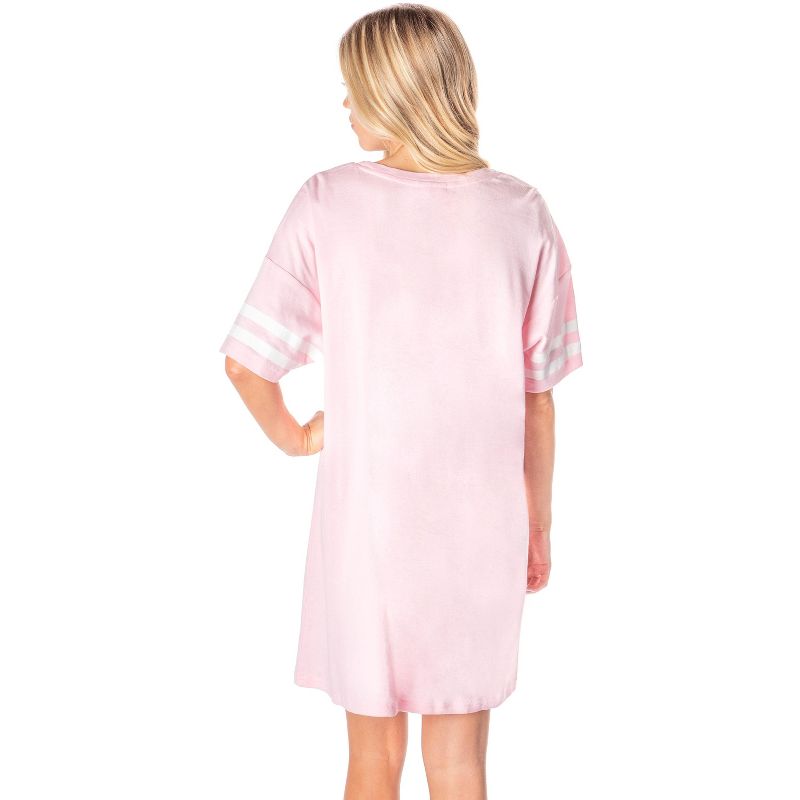 Barbie Womens' Classic Retro Title Logo Nightgown Sleep Pajama Shirt Pink, 2 of 5