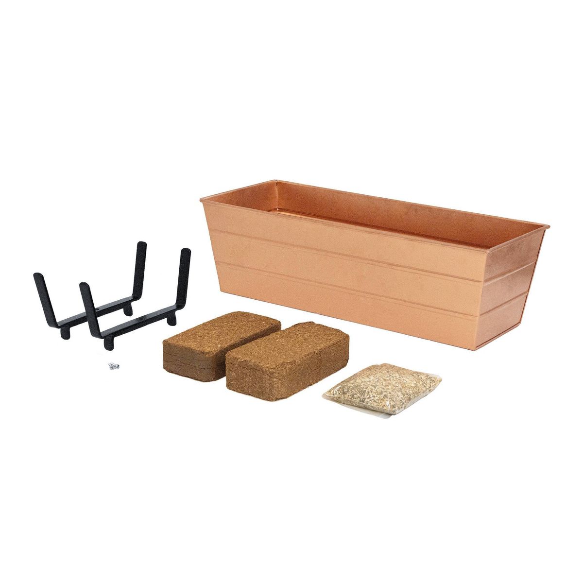 ACHLA Designs Medium Rectangular Galvanized Steel Outdoor Planter Box with Mounting Bracket - thumbnail 4