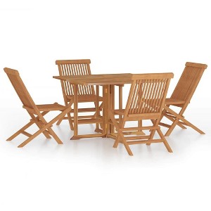 vidaXL Outdoor Dining Set Natural Teak Solid Teak Wood Medium Foldable - 1 of 4