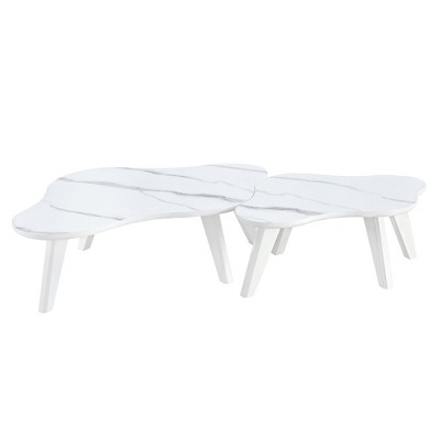 NicBex Modern 47.2" Cloud Shape Coffee Table with Wood Frame for Living Room and Bedroom