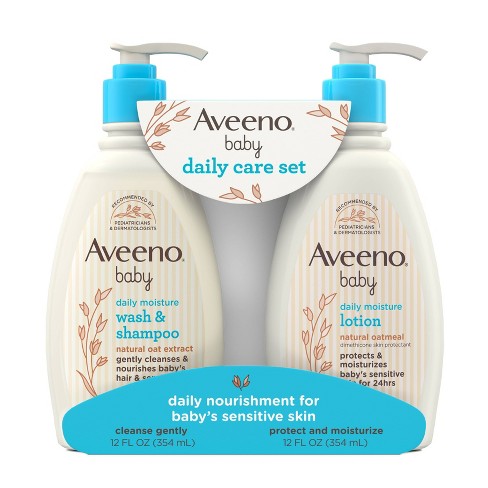 Aveeno Baby Daily Care Gift Set Includes Daily Moisturizing Body Lotion &  2-in-1 Baby Bath Wash & Shampoo - 2 Ct : Target