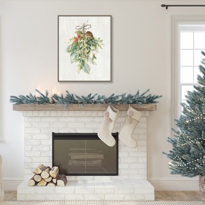 Classic Christmas Botanic-Inspired Framed Canvas Wall Art
